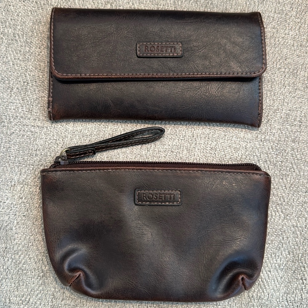 Rosetti Wallet and Wristlet‎ Pouch (both) dark brown